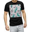 tシャツ メンズ 半袖 ブラック デザイン XS S M L XL 2XL Tシャツ ティーシャツ T shirt 黒 013395 鳥　夏　英字