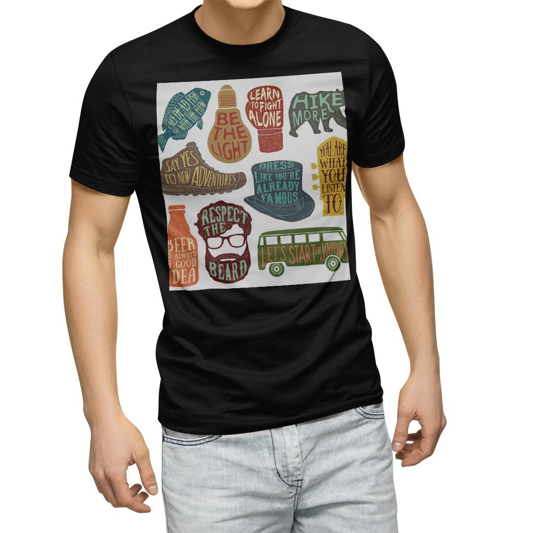 tシャツ メンズ 半袖 ブラック デザイン XS S M L XL 2XL Tシャツ ティーシャツ T shirt　黒 013548 英語　文字　柄