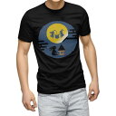 tシャツ メンズ 半袖 ブラック デザイン XS S M L XL 2XL Tシャツ ティーシャツ T shirt 黒 013552 お月見 うさぎ 餅つき