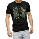 tシャツ メンズ 半袖 ブラック デザイン XS S M L XL 2XL Tシャツ ティーシャツ T shirt 黒 013866 七夕 短冊 星