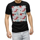 tシャツ メンズ 半袖 ブラック デザイン XS S M L XL 2XL Tシャツ ティーシャツ T shirt 黒 014052 スイカ 模様 トロピカル