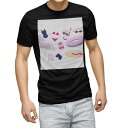 tシャツ メンズ 半袖 ブラック デザイン XS S M L XL 2XL Tシャツ ティーシャツ T shirt 黒 014107 海 ビーチ パラソル(4)