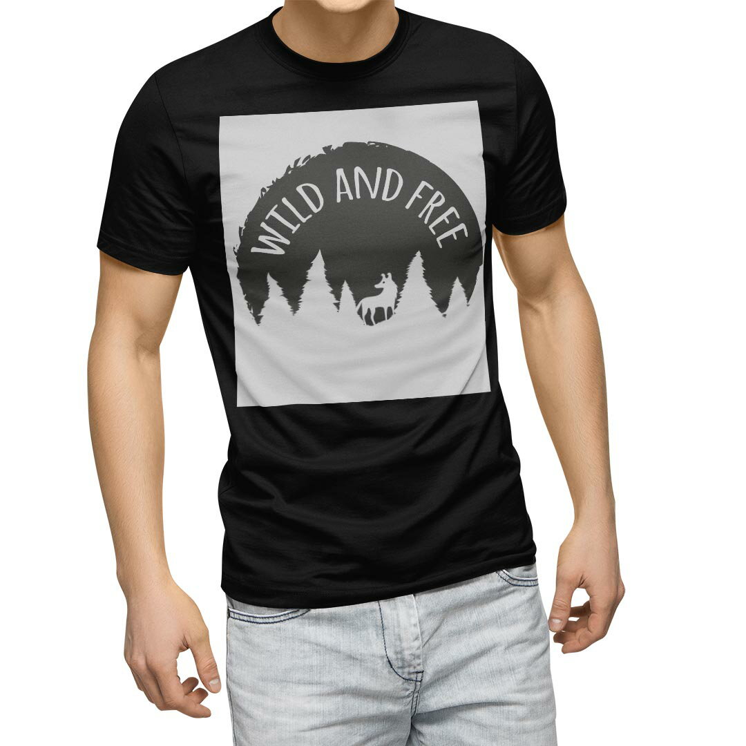 tシャツ メンズ 半袖 ブラック デザイン XS S M L XL 2XL Tシャツ ティーシャツ T shirt 黒 014230 英語　文字　アニマル