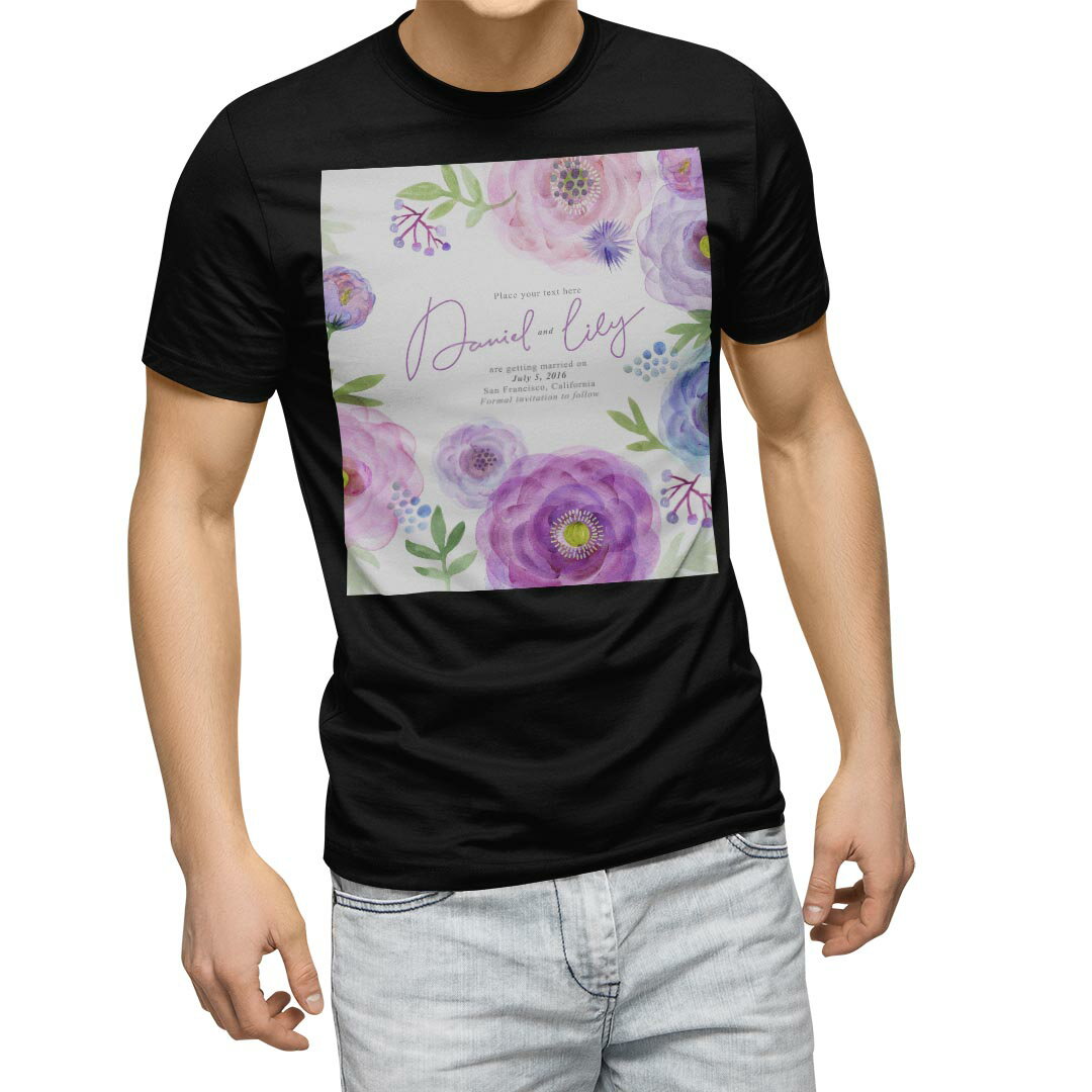 Other - tシャツ メンズ 半袖 ブラック デザイン XS S M L XL 2XL Tシャツ ティーシャツ T shirt 黒 014387 花　　紫