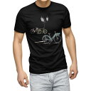 tシャツ メンズ 半袖 ブラック デザイン XS S M L XL 2XL Tシャツ ティーシャツ T shirt 黒 014435 自転車 おしゃれ