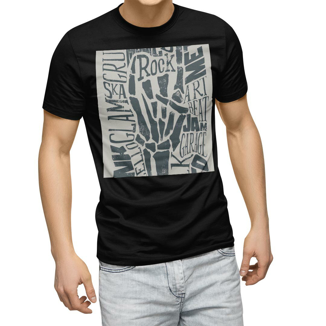 tシャツ メンズ 半袖 ブラック デザイン XS S M L XL 2XL Tシャツ ティーシャツ T shirt　黒 014522 音楽　ロック　メタル