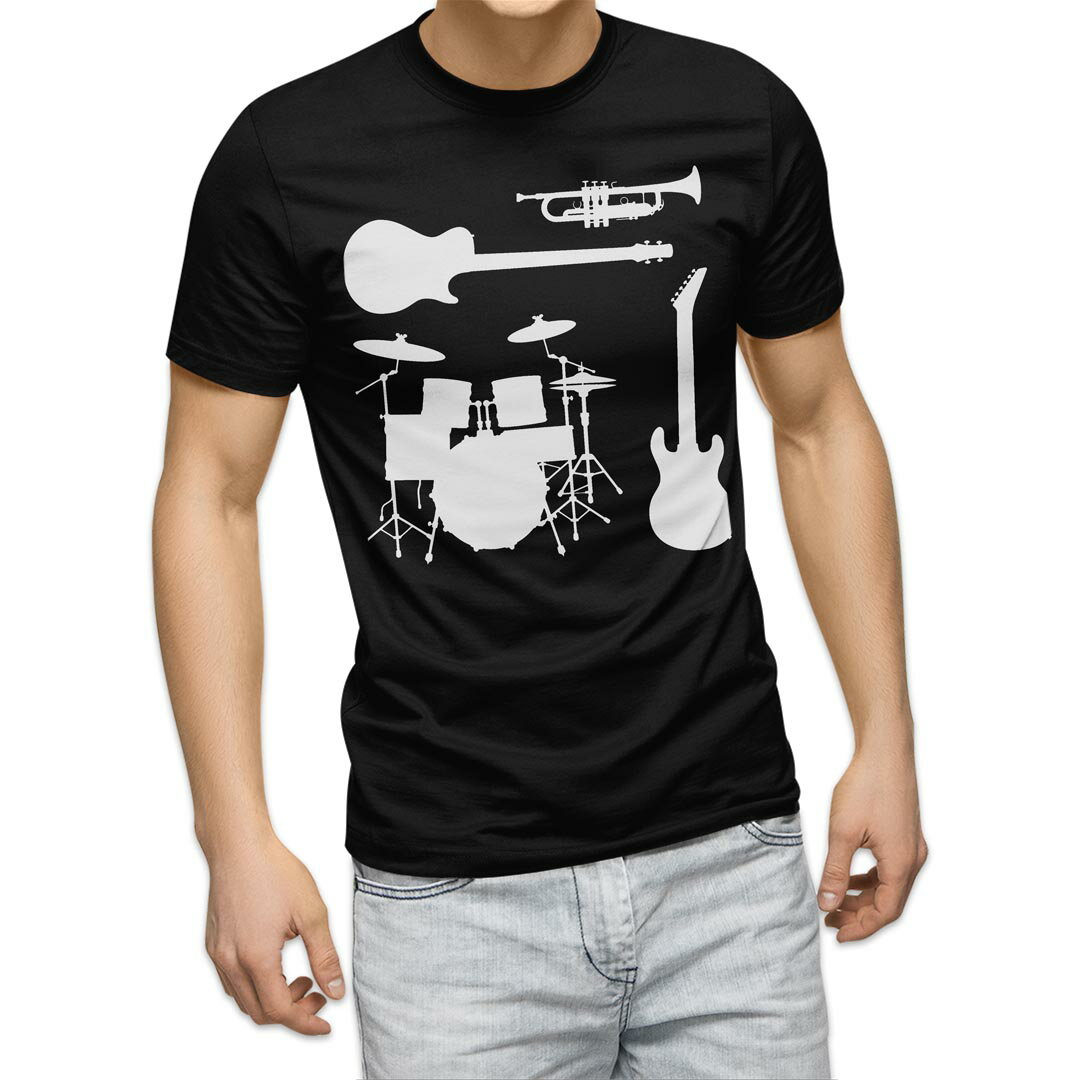 Shirts, T-Shirts - tシャツ メンズ 半袖 ブラック デザイン XS S M L XL 2XL Tシャツ ティーシャツ T shirt 黒 014570 楽器　音楽　バンド