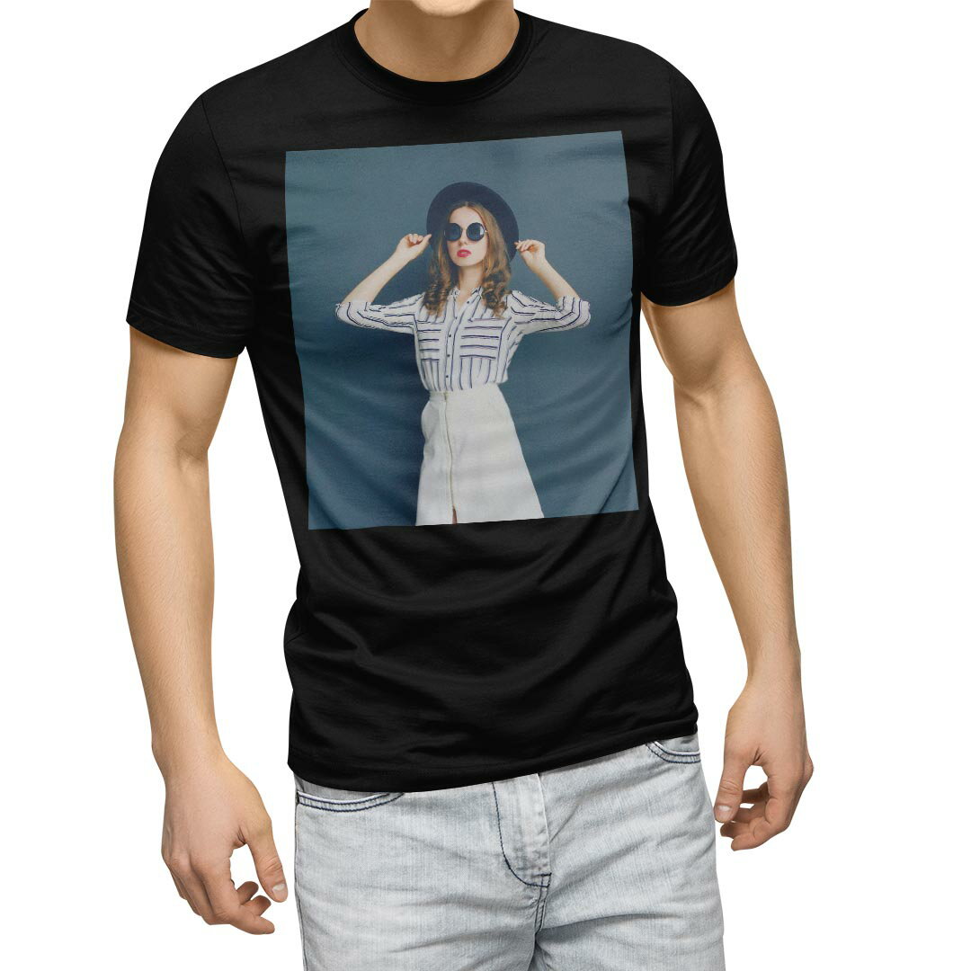 tシャツ メンズ 半袖 ブラック デザイン XS S M L XL 2XL Tシャツ ティーシャツ T shirt　黒 014898 女の子　おしゃれ