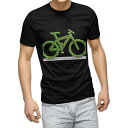 tシャツ メンズ 半袖 ブラック デザイン XS S M L XL 2XL Tシャツ ティーシャツ T shirt 黒 014901 自転車 葉っぱ シルエット