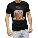 tシャツ メンズ 半袖 ブラック デザイン XS S M L XL 2XL Tシャツ ティーシャツ T shirt 黒 015327 イースター たまご とり ケーキ パステル