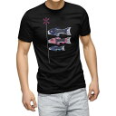 tシャツ メンズ 半袖 ブラック デザイン XS S M L XL 2XL Tシャツ ティーシャツ T shirt 黒 015389 こどもの日 鯉のぼり 兜 ...
