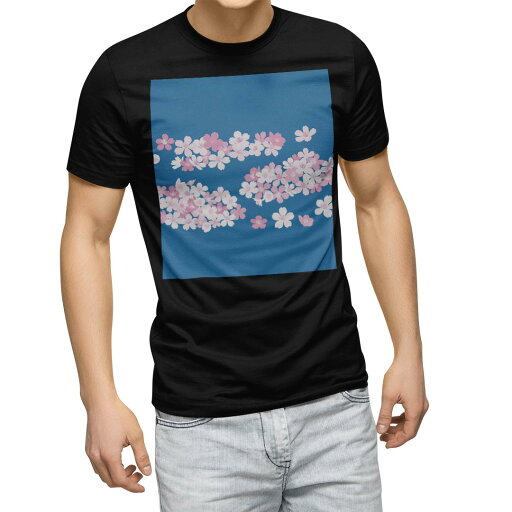 tシャツ メンズ 半袖 ブラック デザイン XS S M L XL 2XL Tシャツ ティーシャツ T shirt 黒 015403 桜 青 植物 tシャツ メンズ 半袖 ブラック デザイン XS S M L XL 2XL Tシャツ ティーシャツ T shirt 黒 015403 桜 青 植物