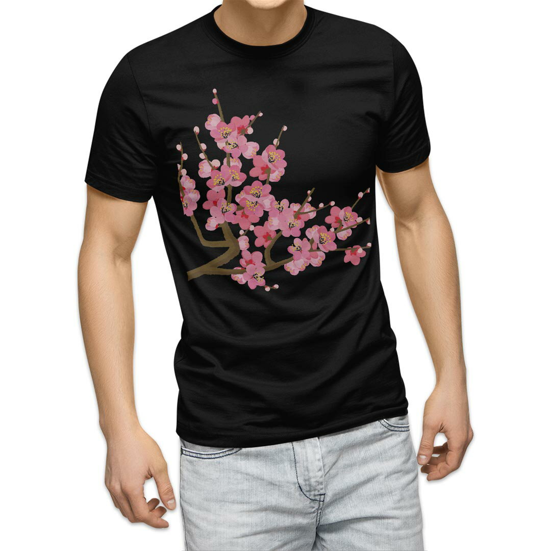 tシャツ メンズ 半袖 ブラック デザイン XS S M L XL 2XL Tシャツ ティーシャツ T shirt 黒 015456 梅..