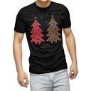 tシャツ メンズ 半袖 ブラック デザイン XS S M L XL 2XL Tシャツ ティーシャツ T shirt 黒 015645 クリスマス クリスマスツリー