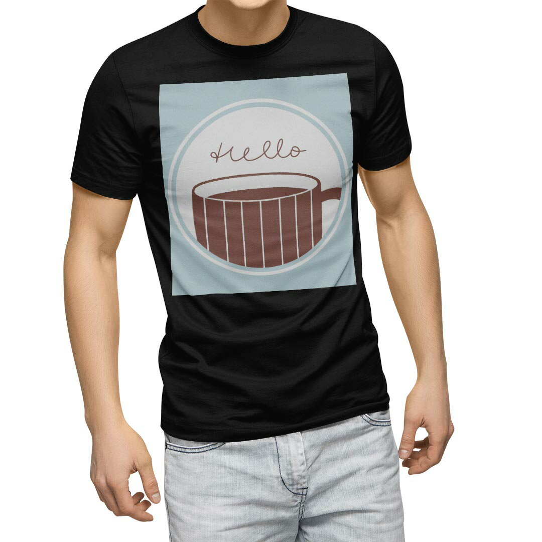 tシャツ メンズ 半袖 ブラック デザイン XS S M L XL 2XL Tシャツ ティーシャツ T shirt　黒 015726 カフェ　食べ物　飲み物