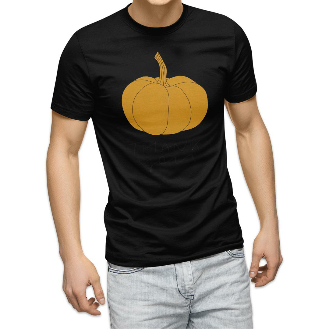 楽天kabeコレtシャツ メンズ 半袖 ブラック デザイン XS S M L XL 2XL Tシャツ ティーシャツ T shirt 黒 015749 かぼちゃ　食べ物　野菜