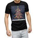 tシャツ メンズ 半袖 ブラック デザイン XS S M L XL 2XL Tシャツ ティーシャツ T shirt 黒 015811 クリスマスツリー 冬 木