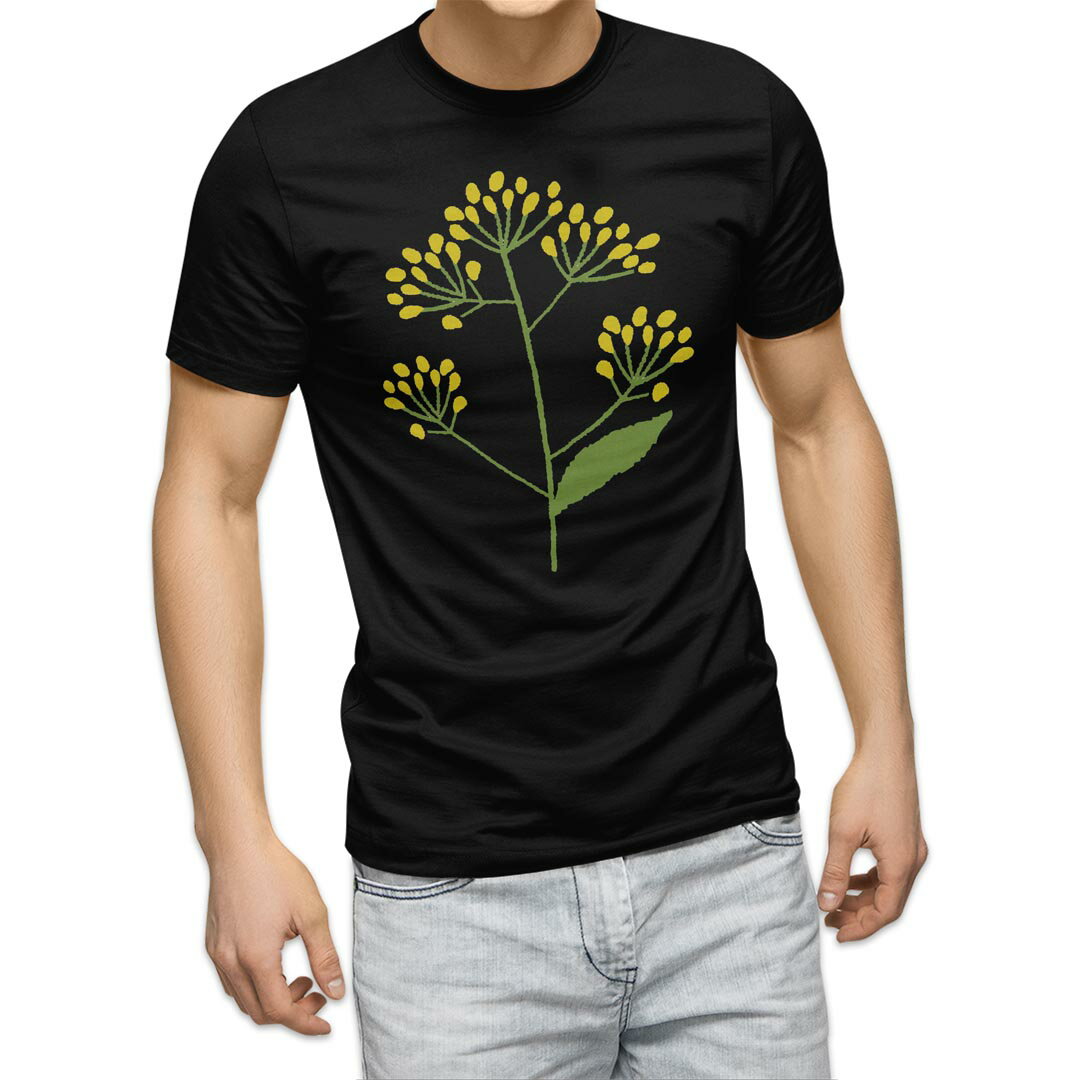 Other - tシャツ メンズ 半袖 ブラック デザイン XS S M L XL 2XL Tシャツ ティーシャツ T shirt 黒 015855 花　　黄色
