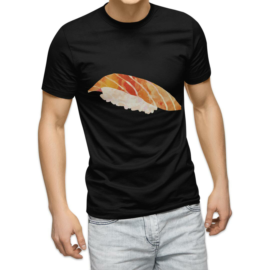 tシャツ メンズ 半袖 ブラック デザイン XS S M L XL 2XL Tシャツ ティーシャツ T shirt　黒 016178 お寿司　食べ物　和食