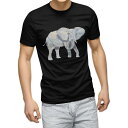 tシャツ メンズ 半袖 ブラック デザイン XS S M L XL 2XL Tシャツ ティーシャツ T shirt 黒 017544 アニマル ゾウ 像 アニマル