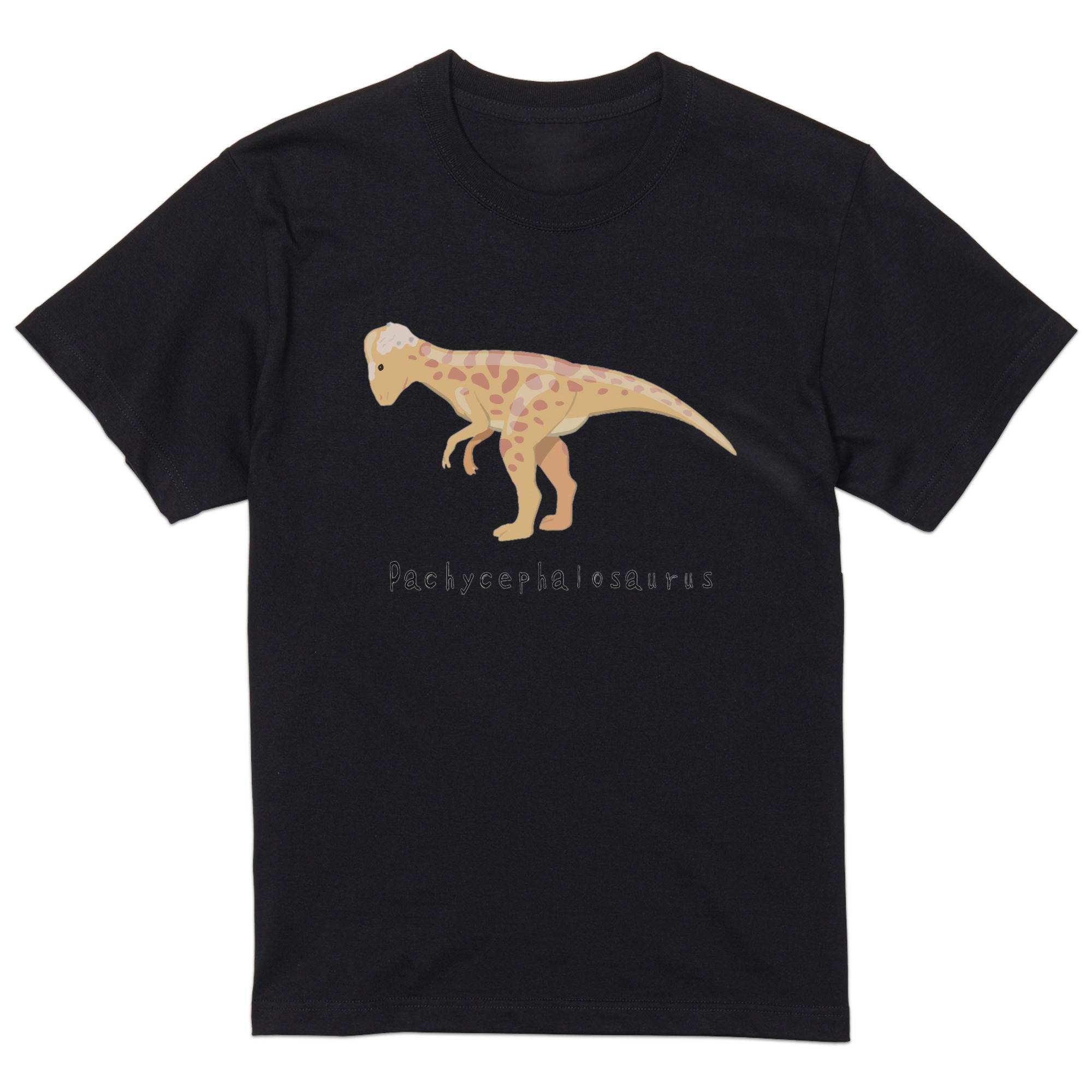 tシャツ メンズ 半袖 ブラック デザイン XS S M L XL 2XL Tシャツ ティーシャツ T shirt　黒 017690 恐竜 パキケファロサウルス saurus 恐竜