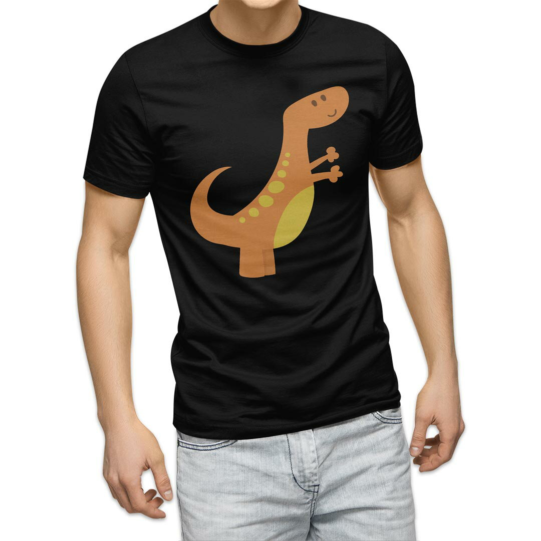 tシャツ メンズ 半袖 ブラック デザイン XS S M L XL 2XL Tシャツ ティーシャツ T shirt 黒 017745 Dinosaurs 恐竜 Dinosaurs 恐竜