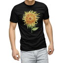 tシャツ メンズ 半袖 ブラック デザイン XS S M L XL 2XL Tシャツ ティーシャツ T shirt 黒 017807 夏 ひまわり 夏 サンフラワー