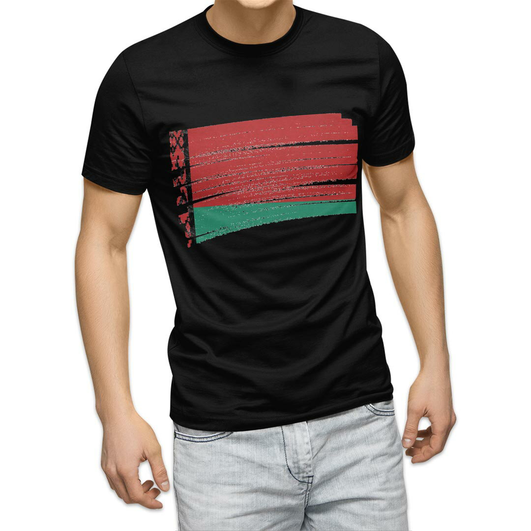 tシャツ メンズ 半袖 ブラック デザイン XS S M L XL 2XL Tシャツ ティーシャツ T shirt 黒 018395 belarus ベラルーシ