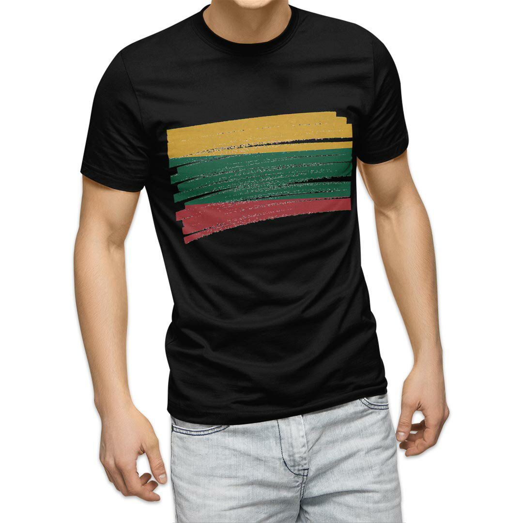 tシャツ メンズ 半袖 ブラック デザイン XS S M L XL 2XL Tシャツ ティーシャツ T shirt 黒 018493 lithuania リトアニア