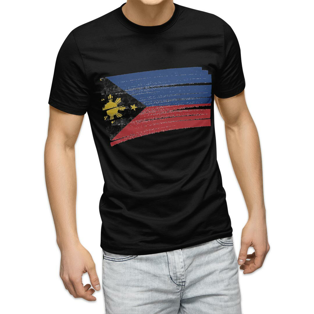 tシャツ メンズ 半袖 ブラック デザイン XS S M L XL 2XL Tシャツ ティーシャツ T shirt 黒 018537 philippines フィリピン