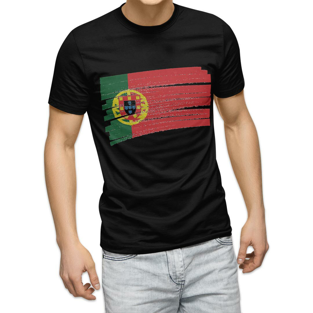 tシャツ メンズ 半袖 ブラック デザイン XS S M L XL 2XL Tシャツ ティーシャツ T shirt 黒 018539 portugal ポルトガル