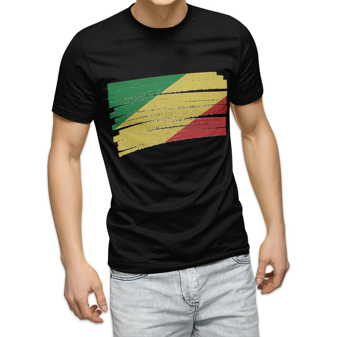 tシャツ メンズ 半袖 ブラック デザイン XS S M L XL 2XL Tシャツ ティーシャツ T shirt 黒 018542 republic-of-congo コンゴ共和国