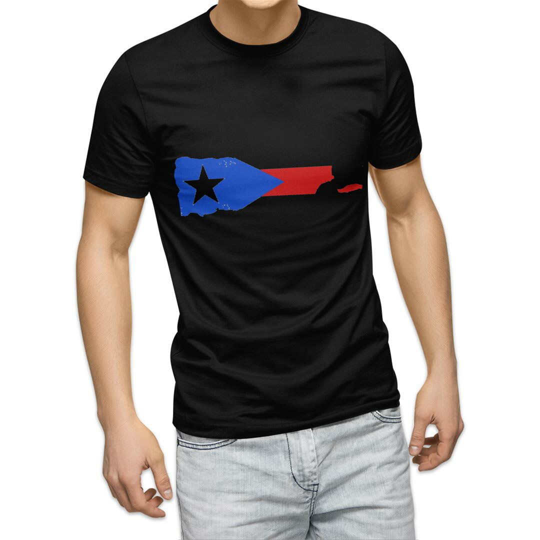 tシャツ メンズ 半袖 ブラック デザイン XS S M L XL 2XL Tシャツ ティーシャツ T shirt 黒 018926 puerto_rico プエルトリコ