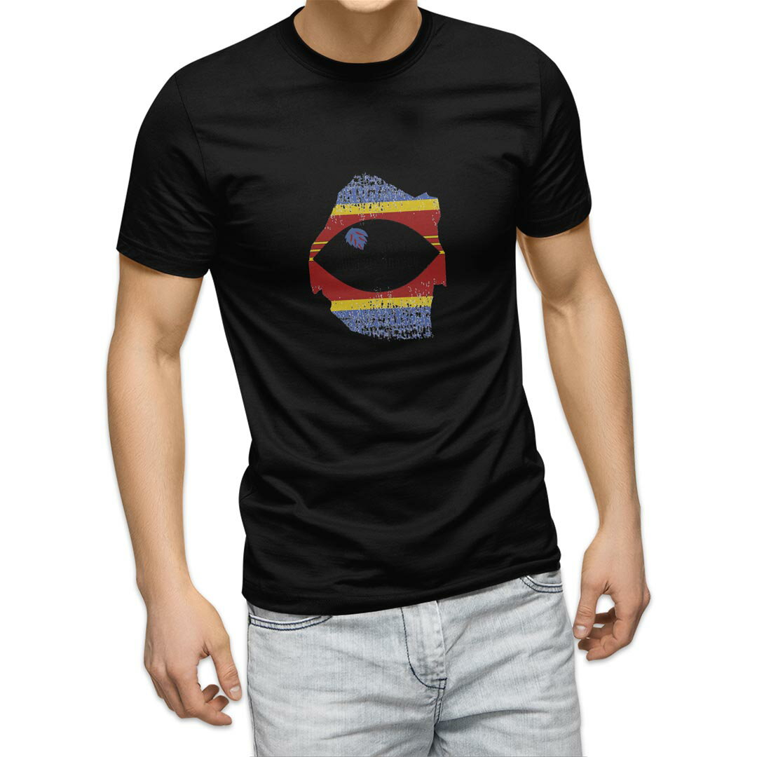 tシャツ メンズ 半袖 ブラック デザイン XS S M L XL 2XL Tシャツ ティーシャツ T shirt 黒 018957 swaziland スワジランド