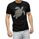 tシャツ メンズ 半袖 ブラック デザイン XS S M L XL 2XL Tシャツ ティーシャツ T shirt 黒 019004 カメ 亀
