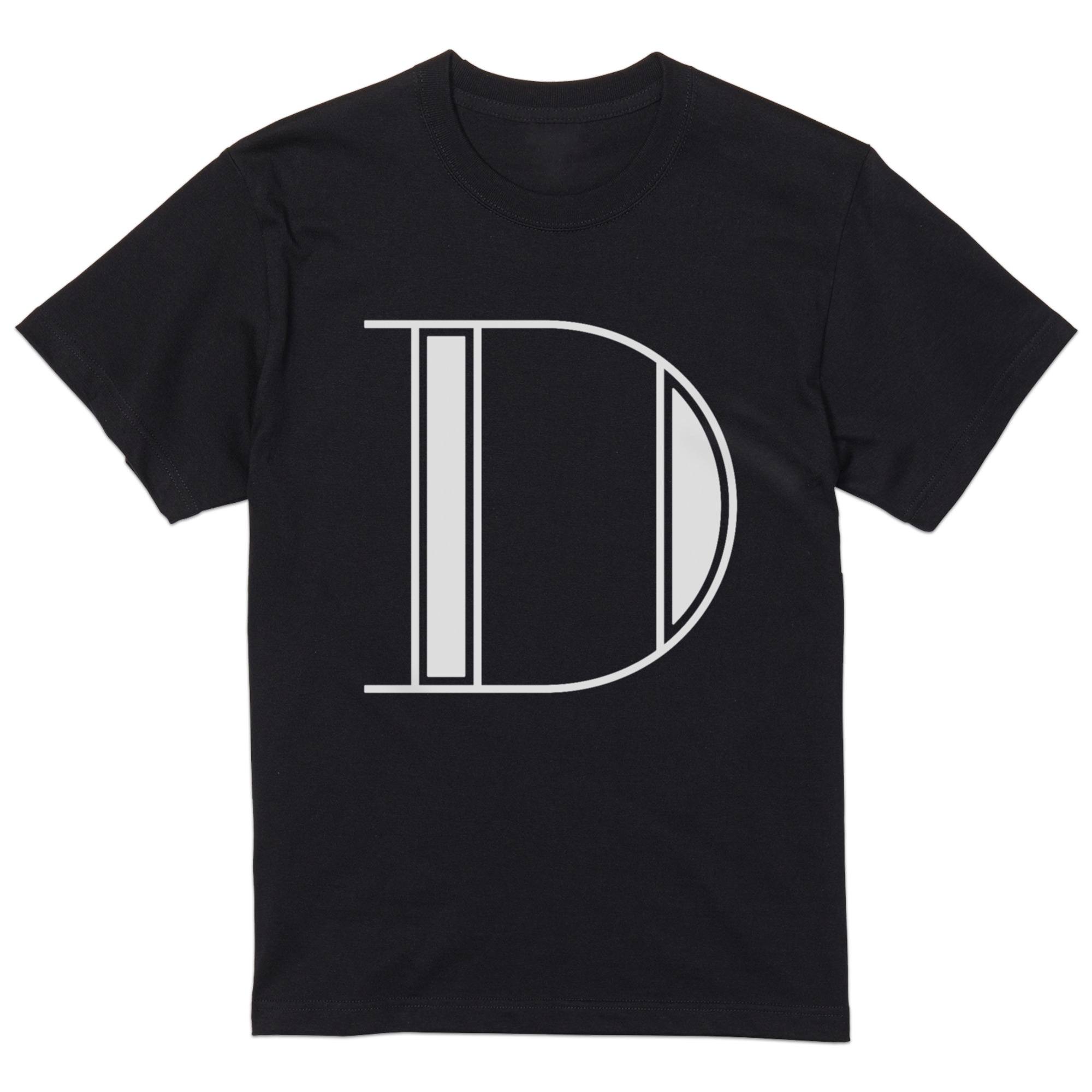 tシャツ メンズ 半袖 ブラック デザイン XS S M L XL 2XL Tシャツ ティーシャツ T shirt 黒 019345 文字 d アルファベット