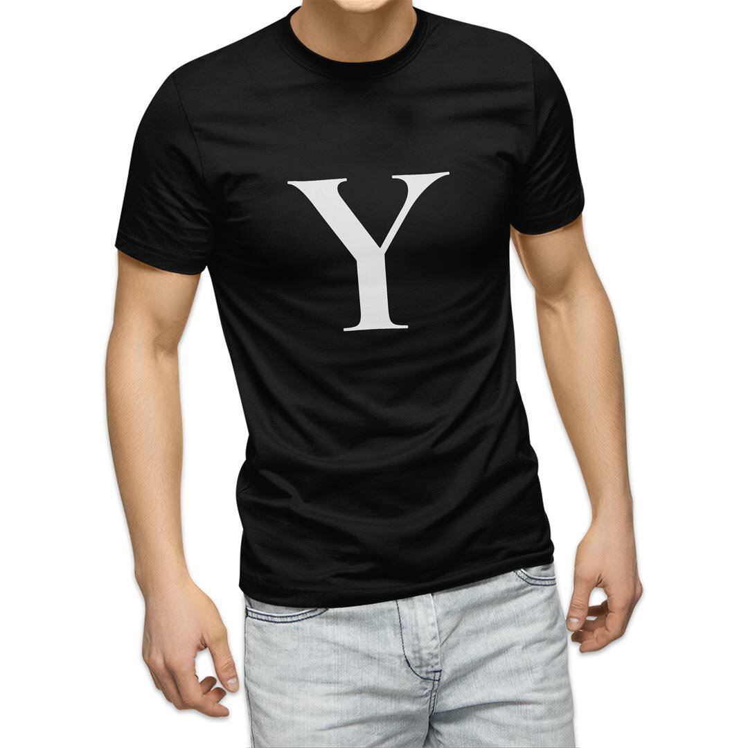 tシャツ メンズ 半袖 ブラック デザイン XS S M L XL 2XL Tシャツ ティーシャツ T shirt 黒 019558 文字 y アルファベット