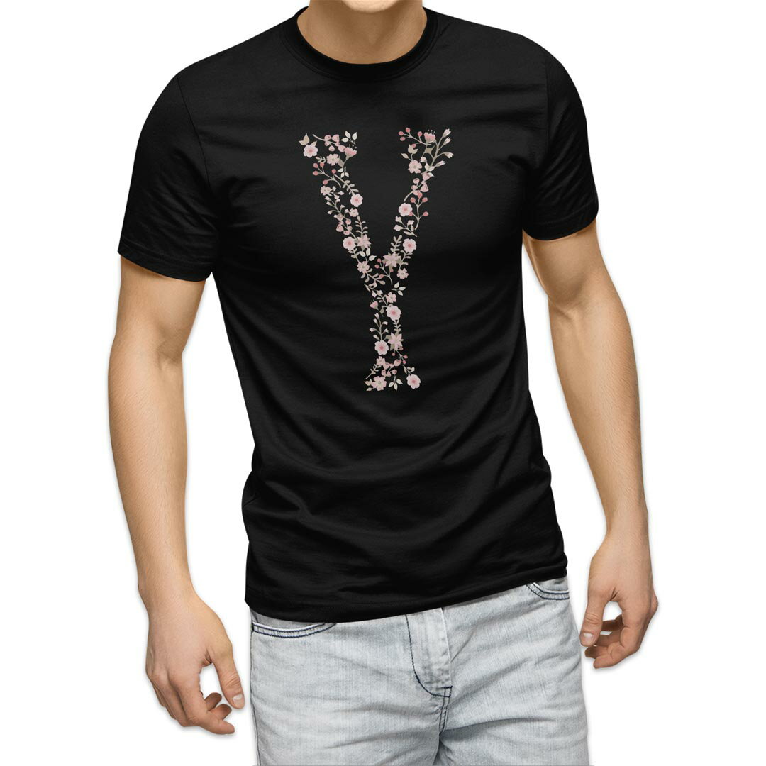 tシャツ メンズ 半袖 ブラック デザイン XS S M L XL 2XL Tシャツ ティーシャツ T shirt 黒 019586 文字 y アルファベット
