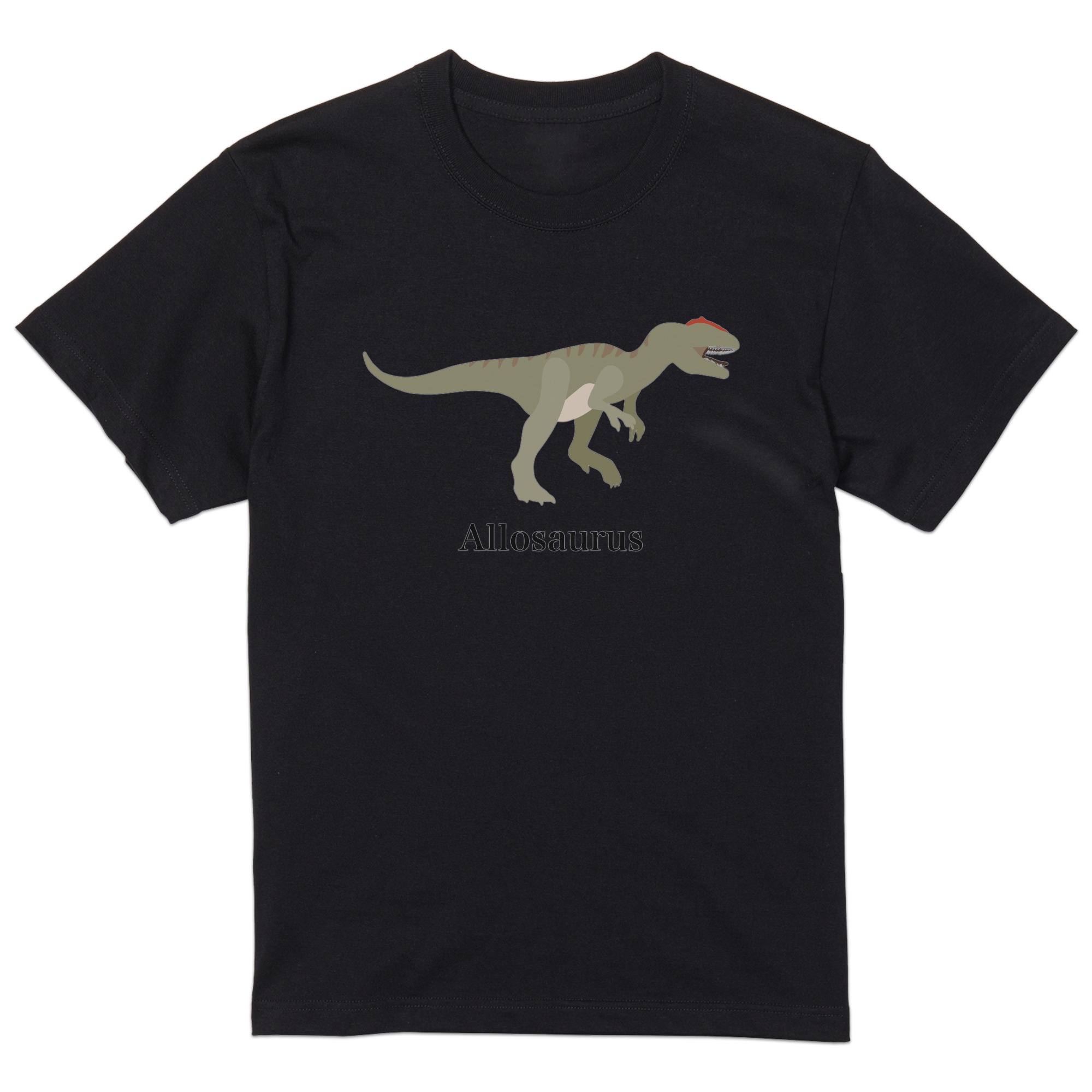 tシャツ メンズ 半袖 ブラック デザイン XS S M L XL 2XL Tシャツ ティーシャツ T shirt 黒 019764 恐竜 allosaurus アロサウルス