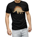 tシャツ メンズ 半袖 ブラック デザイン XS S M L XL 2XL Tシャツ ティーシャツ T shirt 黒 019804 恐竜 stegosaurus ステゴサウルス