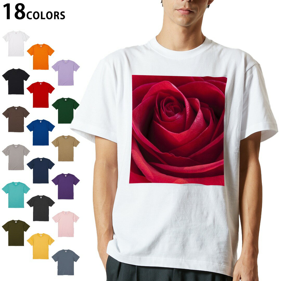 選べる25カラー tシャツ メンズ 半袖 ホワイト グレー デザイン S M L XL 2XL 3XL Tシャツ ティーシャツ T shirt 000825 薔薇　花