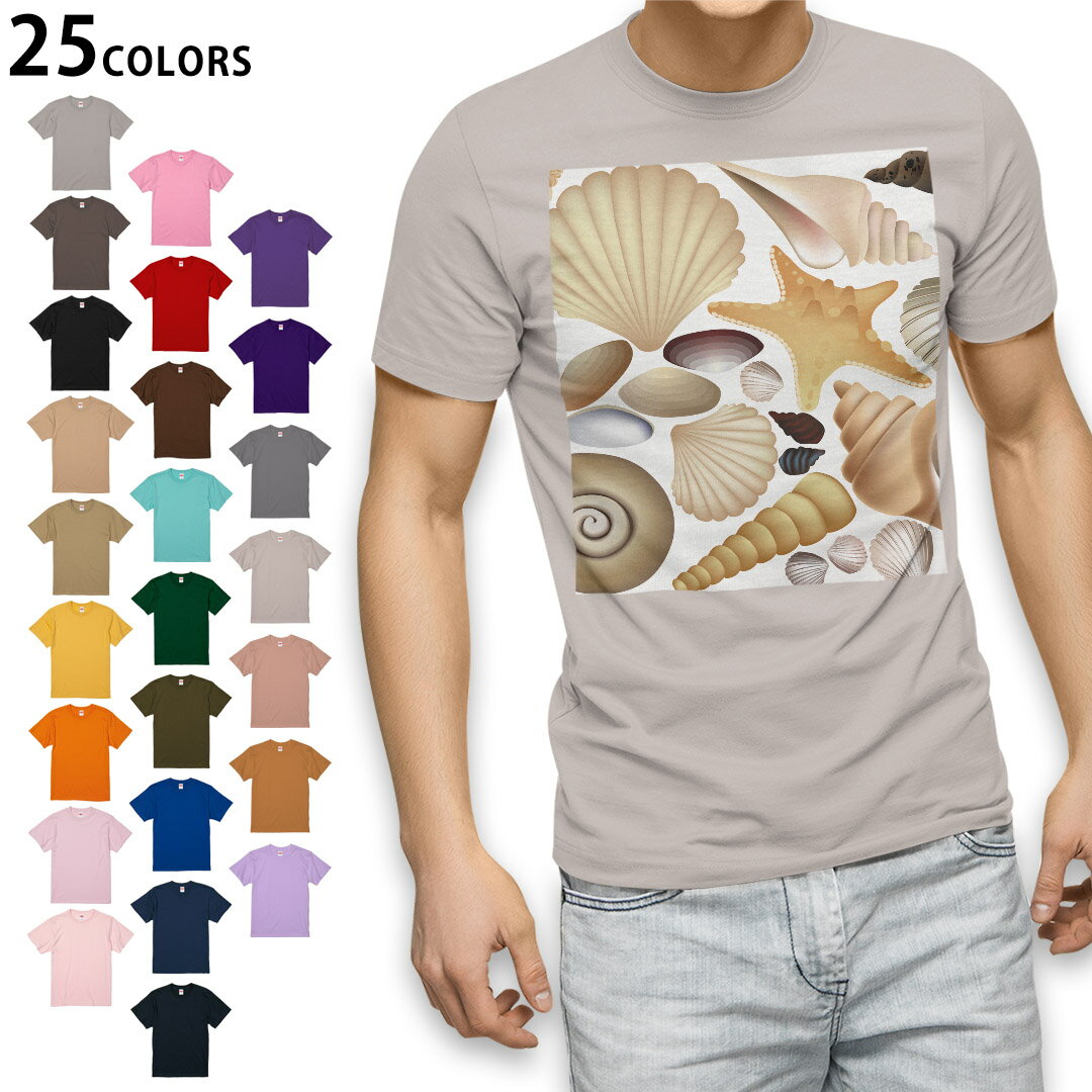 Collaboration - 選べる25カラー tシャツ メンズ 半袖 ホワイト グレー デザイン S M L XL 2XL 3XL Tシャツ ティーシャツ T shirt 001357 貝