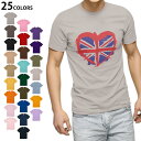 選べる25カラー tシャツ メンズ 半袖 ホワイト グレー デザイン S M L XL 2XL　3XL Tシャツ ティーシャツ T shirt001566 ラブリー イギリス　国旗　ハート