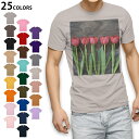 選べる25カラー tシャツ メンズ 半袖 ホワイト グレー デザイン S M L XL 2XL 3XL Tシャツ ティーシャツ T shirt 002731 花 チューリップ 写真