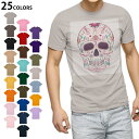 選べる25カラー tシャツ メンズ 半袖 ホワイト グレー デザイン S M L XL 2XL 3XL Tシャツ ティーシャツ T shirt008189 ユニーク カラフル 骸骨 ドクロ 花 フラワー(4)