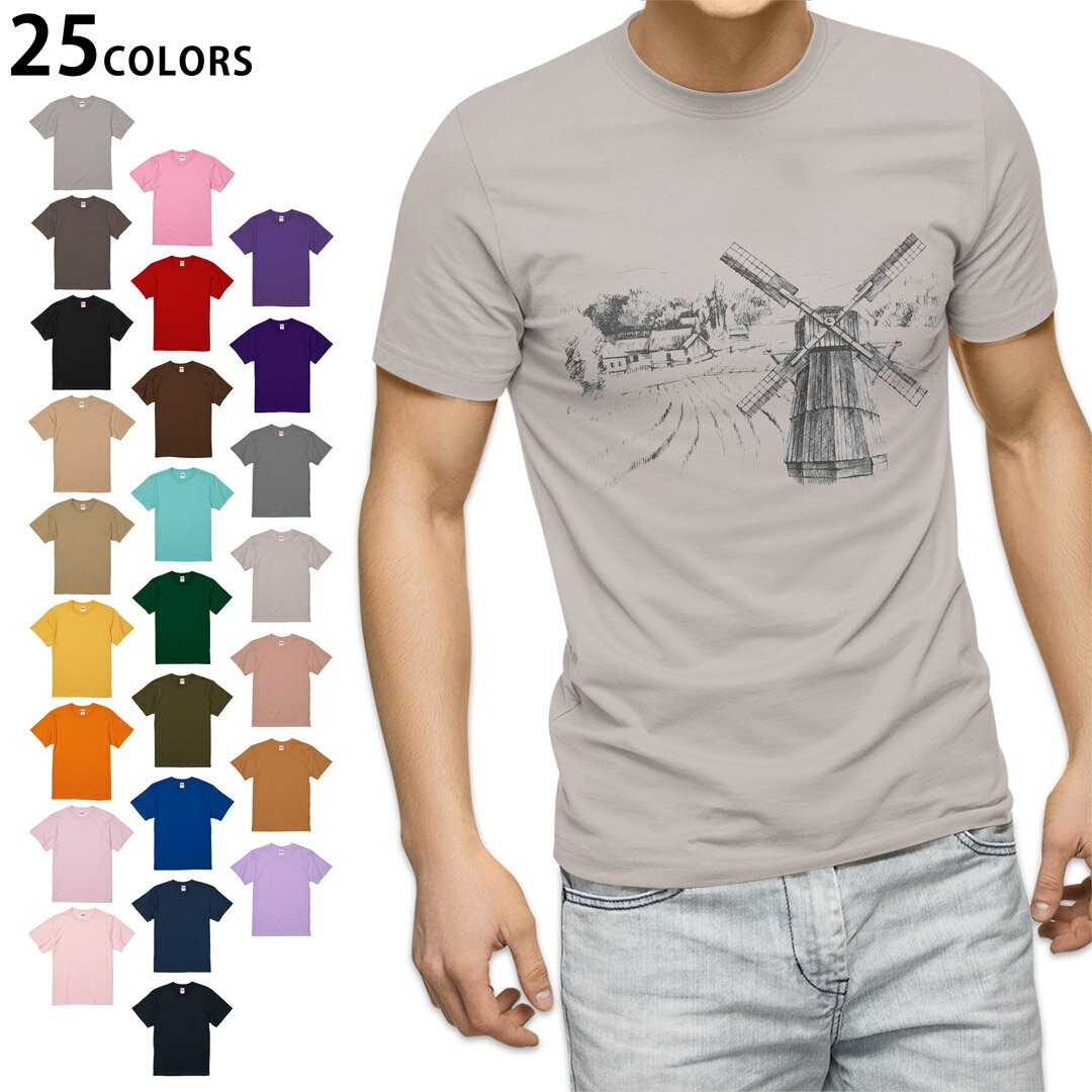 選べる25カラー tシャツ メンズ 半袖 ホワイト グレー デザイン S M L XL 2XL 3XL Tシャツ ティーシャツ T shirt 010006 風景　景色　..