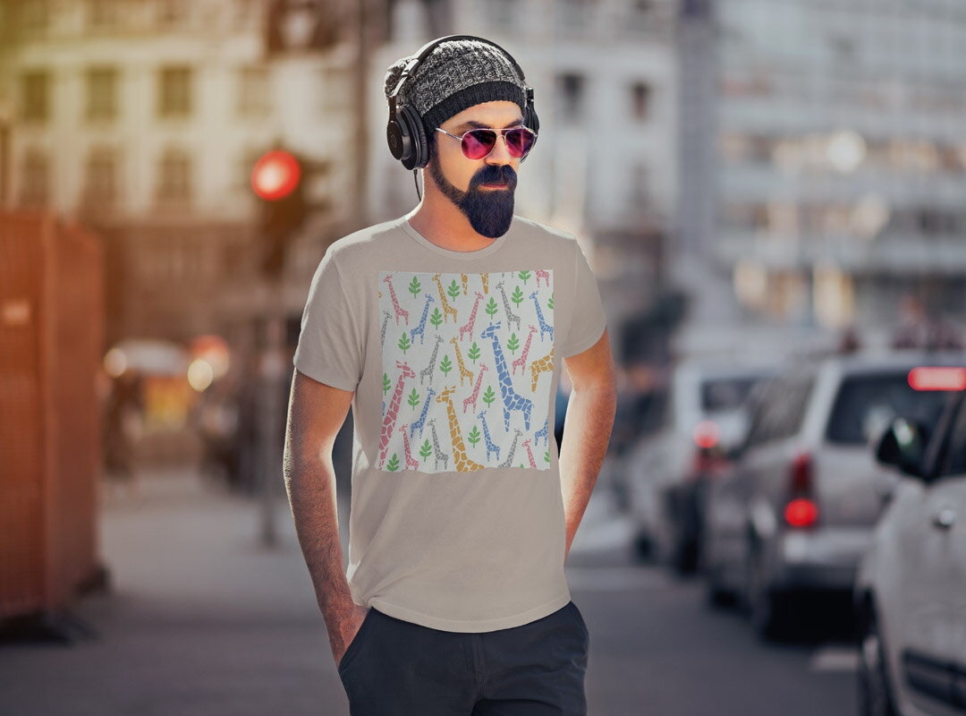 選べる25カラー tシャツ メンズ 半袖 ホワイト グレー デザイン S M L XL 2XL 3XL Tシャツ ティーシャツ T shirt 011979 キリン　カラフル　白