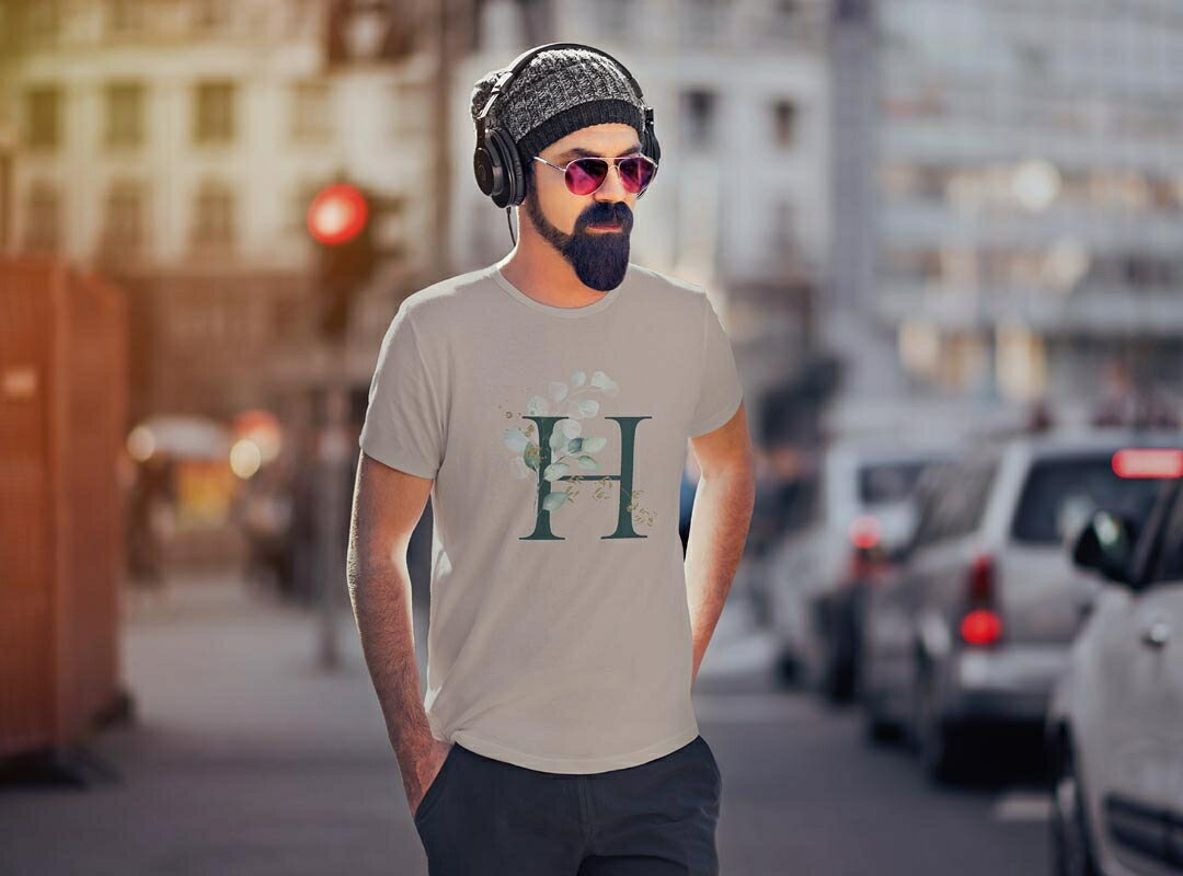 T-shirt de 25 colores para elegir Hombres Semirrujo Blanco Gris Diseño S M L XL 2XL 3XL T-shirt T-shirt 019386 Caracteres h Alfabeto — vista 2