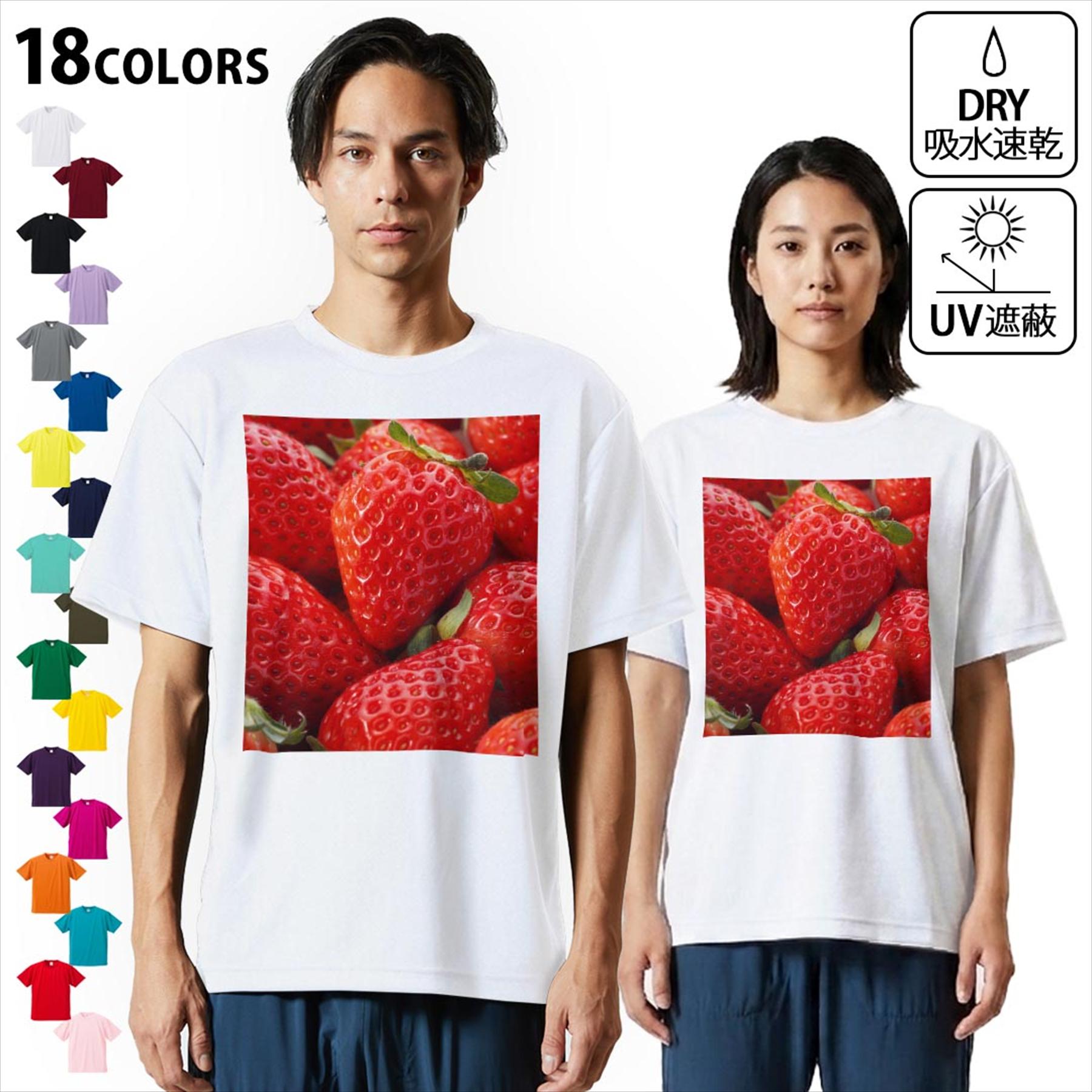 ドライTシャツ メンズ 吸水 速乾 DRY 選べる18カラー! 半袖 デザインドライTシャツ スポーツ ゆったり ティーシャツ T shirt 001592 苺 果実