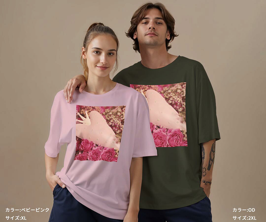大人用ドライTシャツ ユニセックス 男性 女性 吸水 速乾 DRY 選べる18カラー! 半袖 デザインドライTシャツ スポーツ ゆったり ティーシャツ T shirt 023748 花　フラワー　ハート kabekore-11401353 kabeコレ サンプル画像3